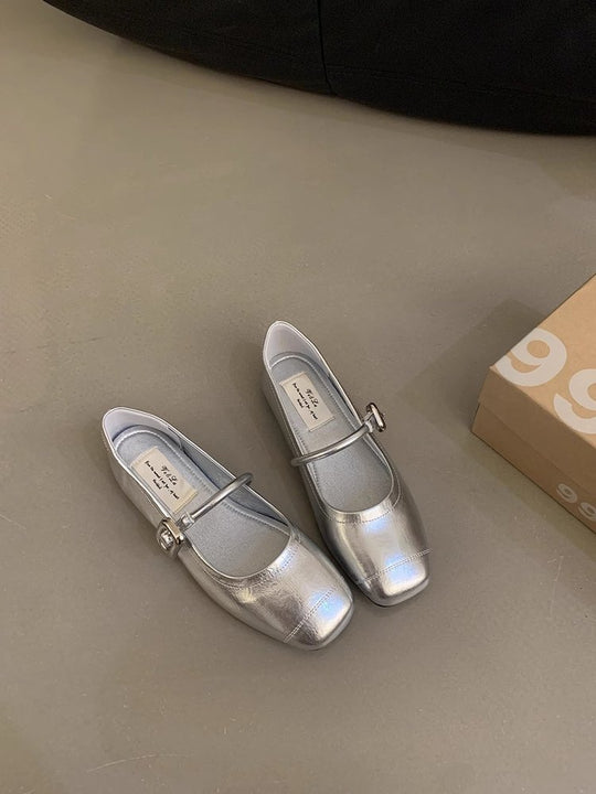 Damen elegante Ballerinas mit modischem Riemchen und stabiler Sohle EB