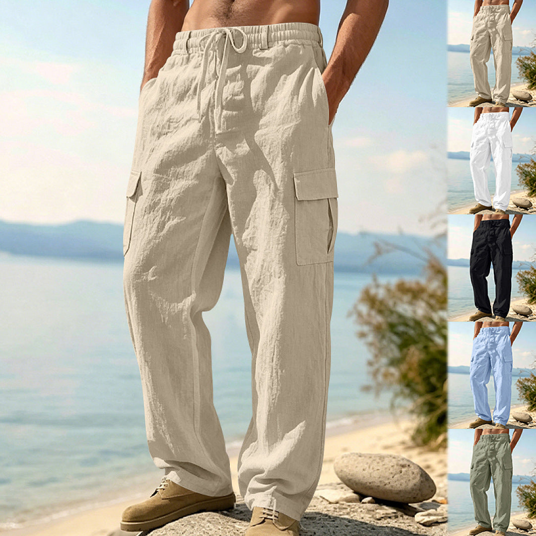 Herren Cargo-Hose mit Kordelzug, weitem Schnitt und aufgesetzten Taschen EB