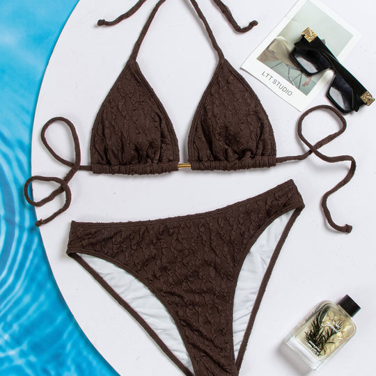 Damen Triangel-Bikini mit raffiniertem Strukturdesign und verstellbaren Trägern EB