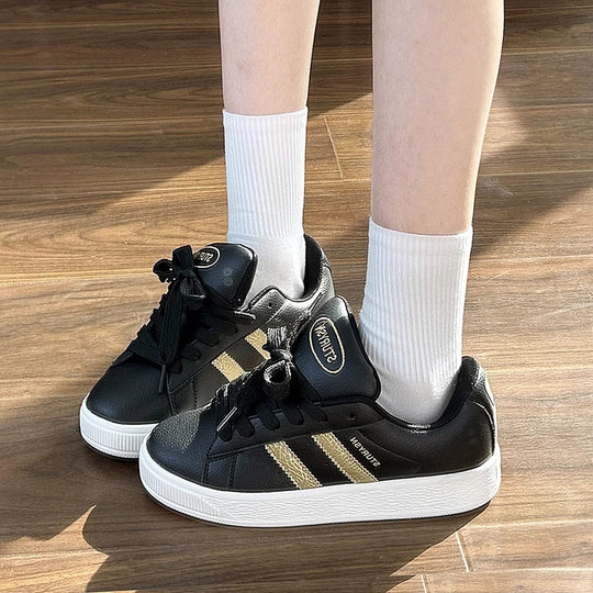 Damen Sportliche Sneakers mit modischem Lederdesign und stabiler Sohle EB