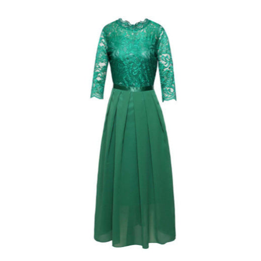 Damen Maxikleid mit Spitzendetails und transparentem Rock EB