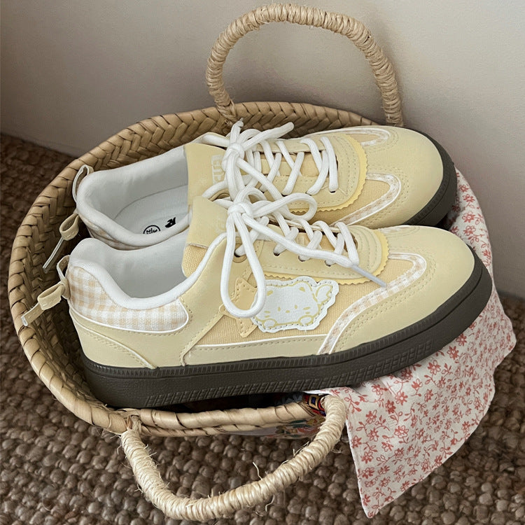 Damen Sneakers mit verspieltem Tiermotiv und karierten Applikationen EB