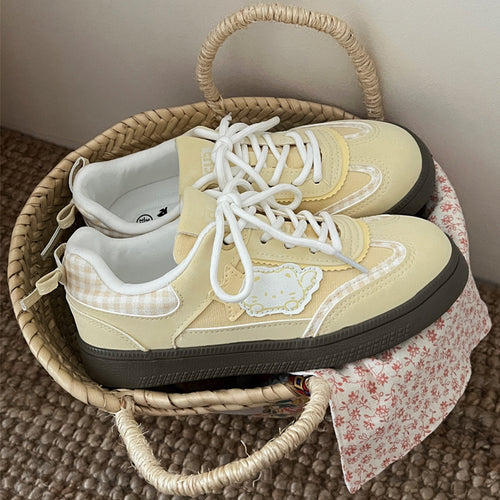 Damen Sneakers mit verspieltem Tiermotiv und karierten Applikationen EB