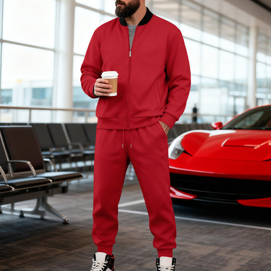 Herren nan sportlicher Freizeitanzug aus weicher Baumwollmischung mit Reißverschlussjacke und elastischer Jogginghose EB