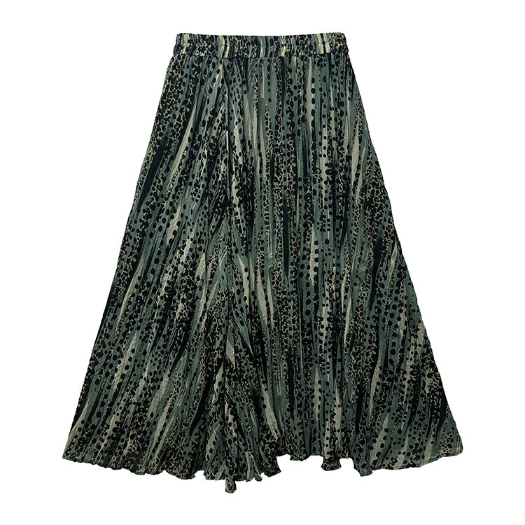 Damen  fein gefalteter Midirock mit Vintage Blumenprint und elastischem Taillenbund EB