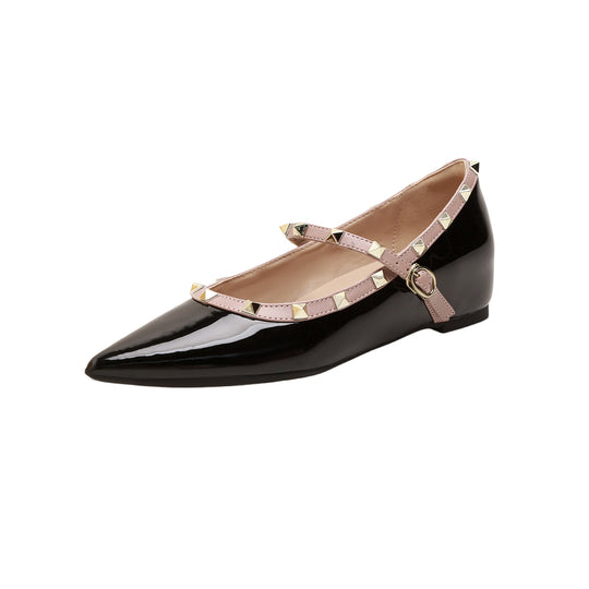 Damen Ballerinas mit verstellbarem Riemchen und luxuriösem Glanz EB