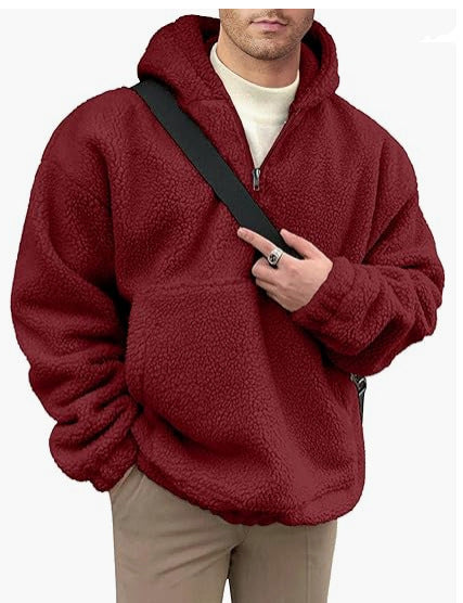 Herren kuscheliger Fleece-Pullover mit halbem Reißverschluss EB