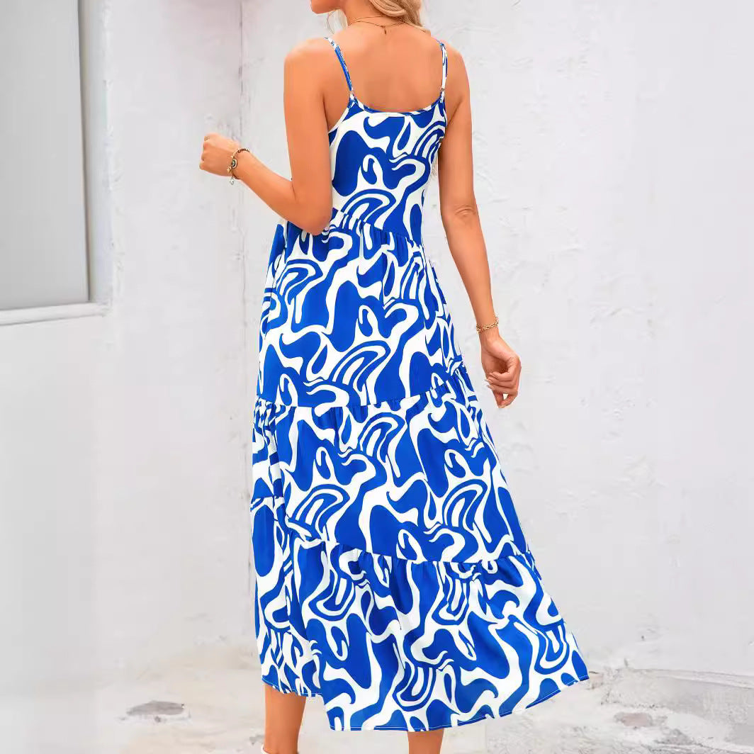 Damen Maxikleid mit verspieltem Schnitt und fließenden Volants EB