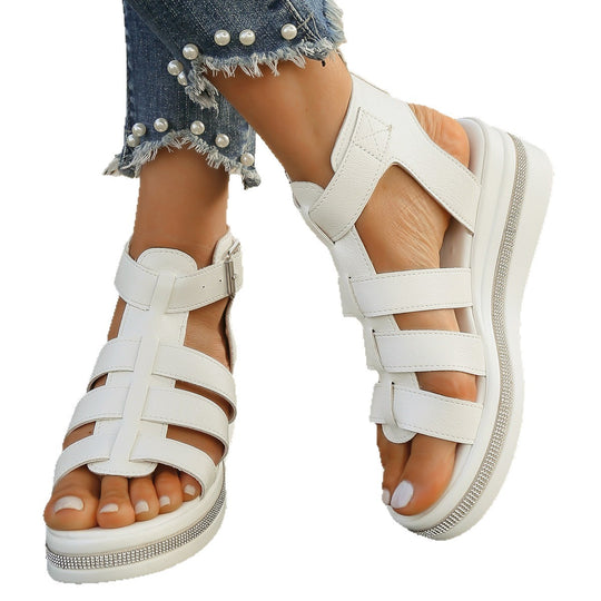 Damen Komfortable Riemchen-Sandalen mit trendigem Blockabsatz EB