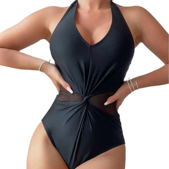 Damen Sportlicher Monokini mit transparenten Einsätzen EB