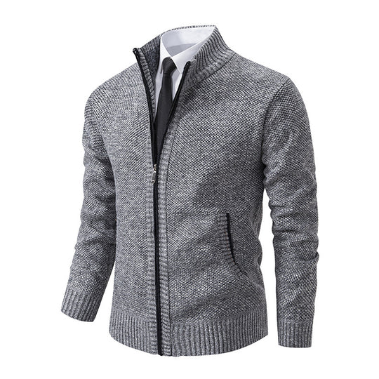 Herren modische Strickjacke mit hohem Kragen und Reißverschluss EB