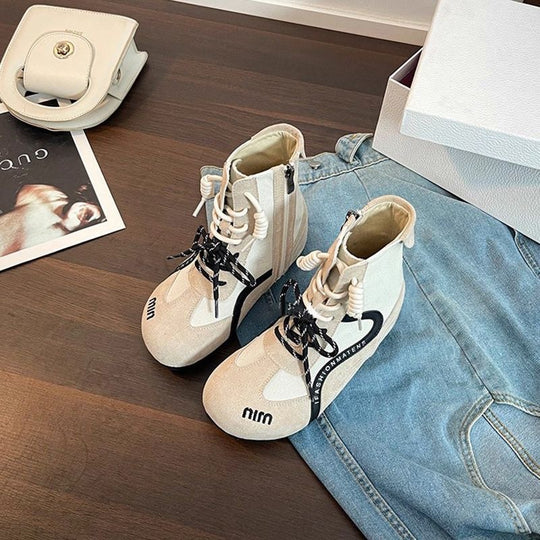 Damen High-Top Sneakers mit innovativer Schnürung und Reißverschluss EB