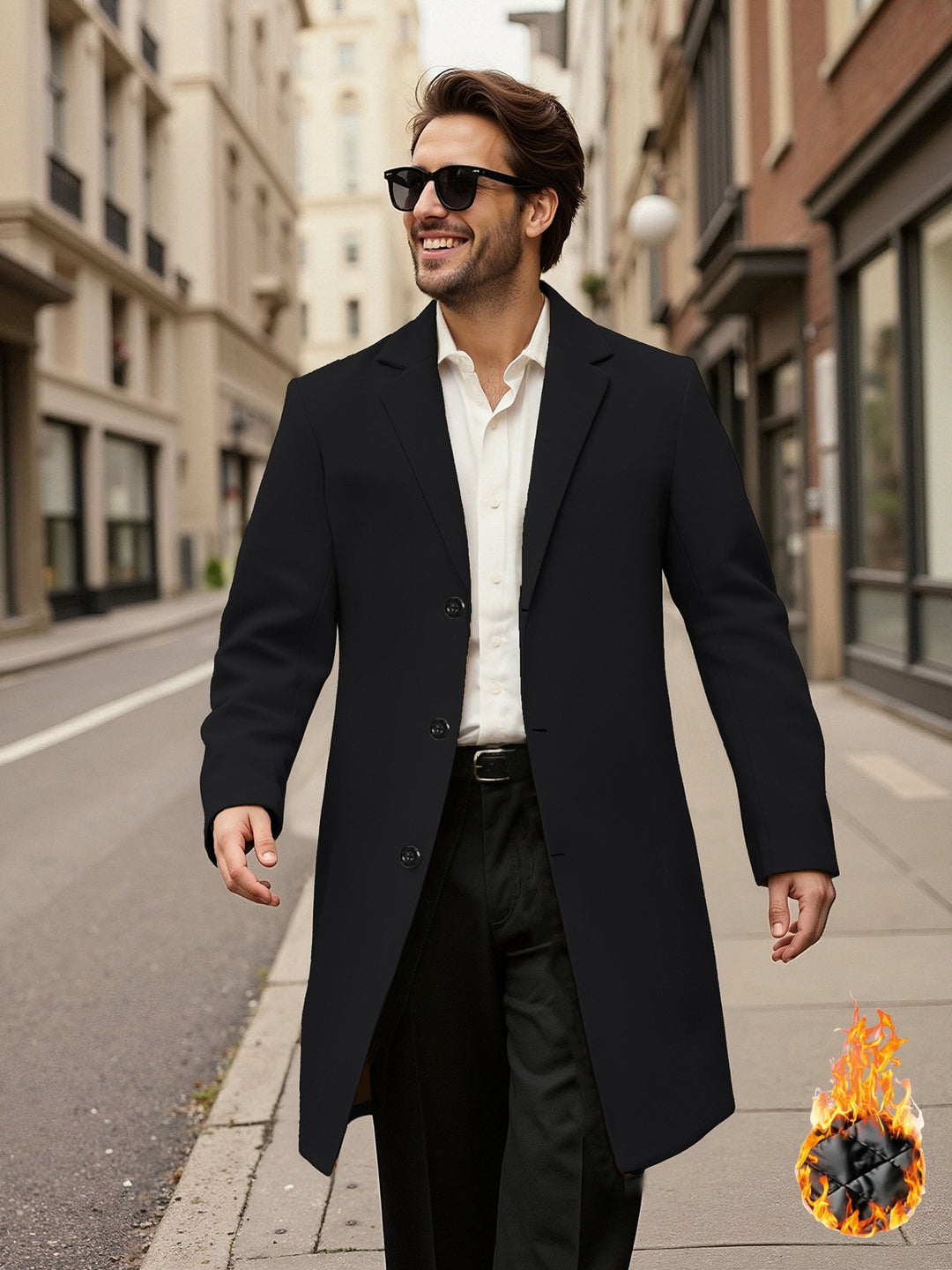 Herren eleganter doppelreihiger Mantel EB