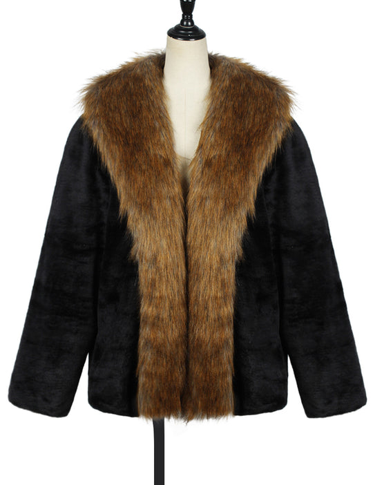 Herren Elegante und warme Fleecejacke mit Kunstpelzkragen EB
