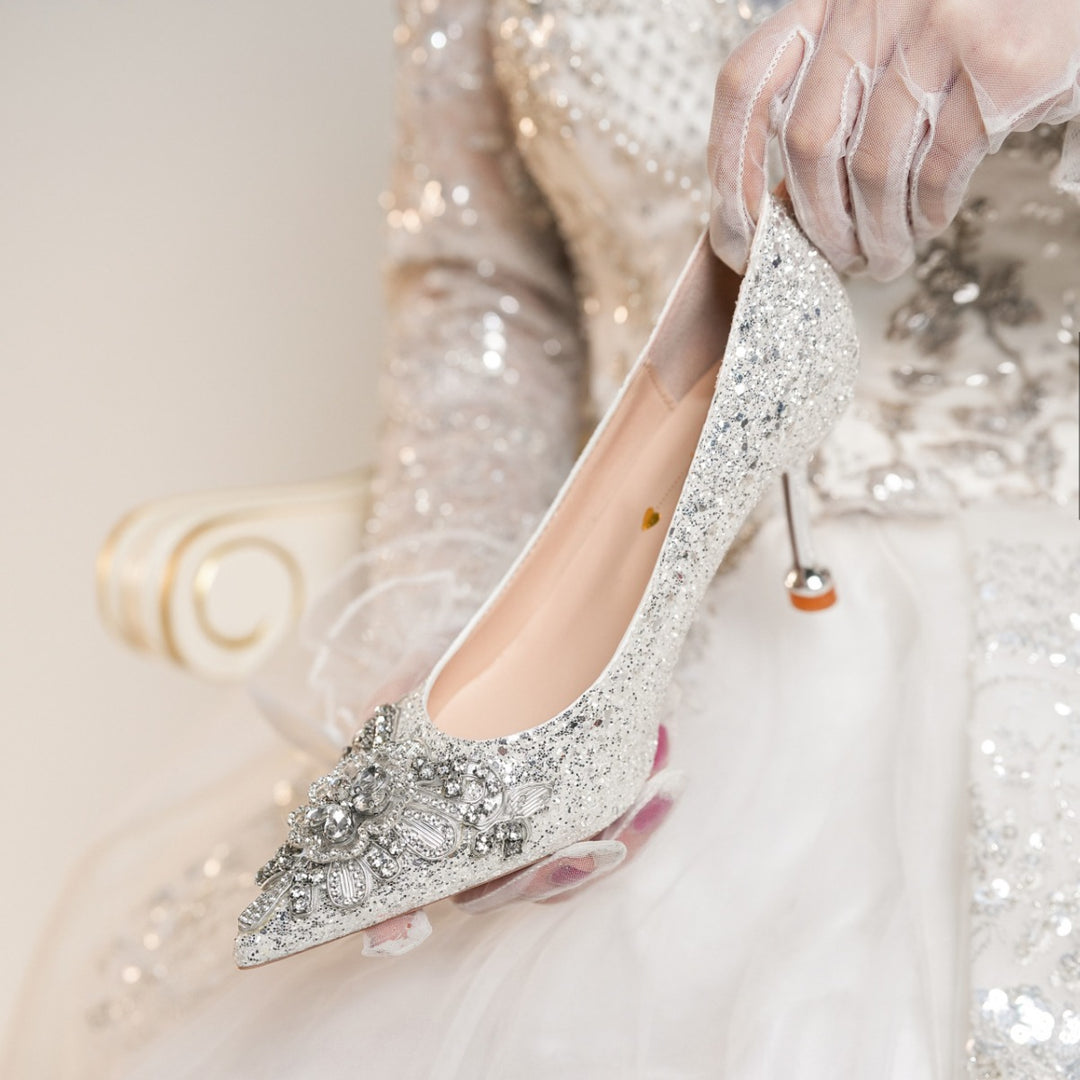 Damen Glamouröse High Heels mit funkelnden Strassverzierungen EB