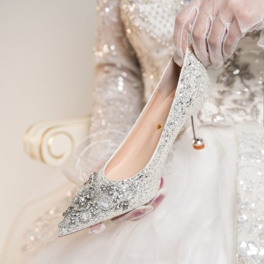Damen Glamouröse High Heels mit funkelnden Strassverzierungen EB