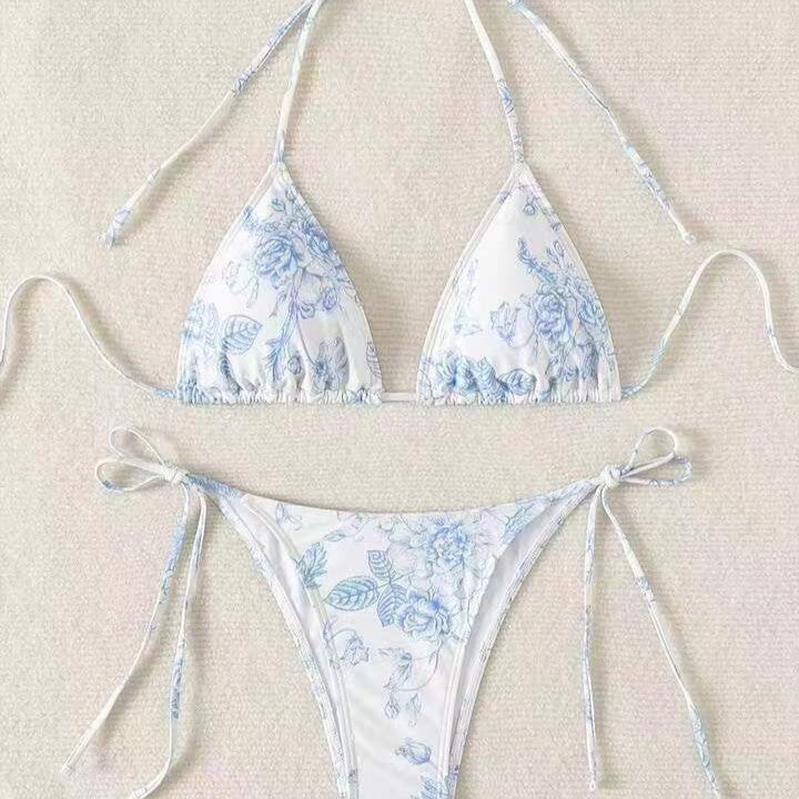 Damen Elegantes Triangel-Bikini-Set mit herausnehmbaren Polstern EB