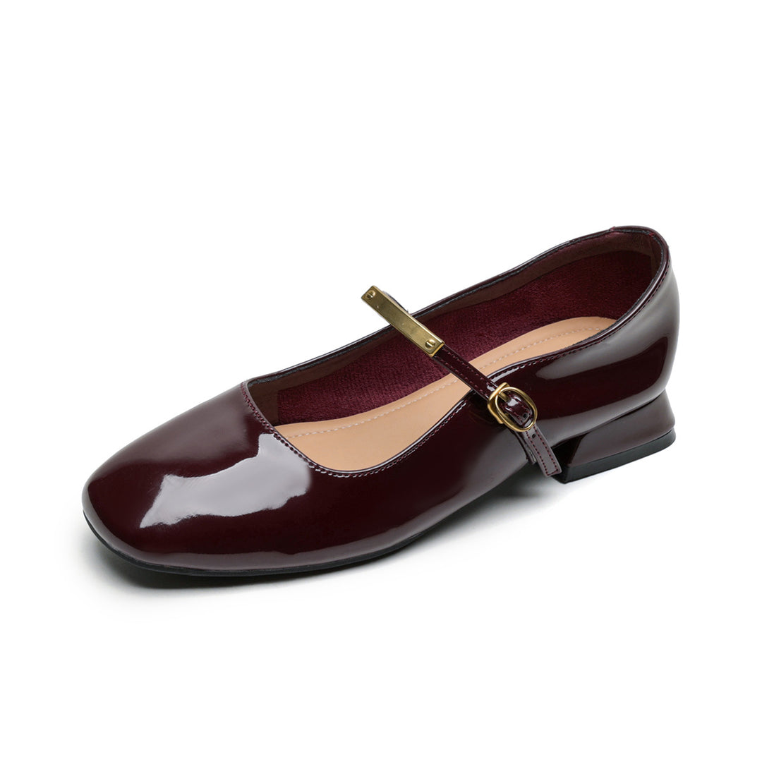 Damen Ballerinas mit modischem Riemchen und glänzendem Lackfinish EB