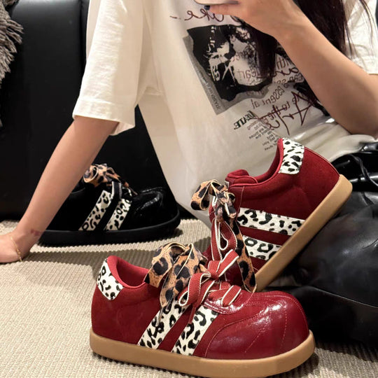 Damen Sportliche Sneakers mit modischem Animalprint und innovativem Schnürsystem EB