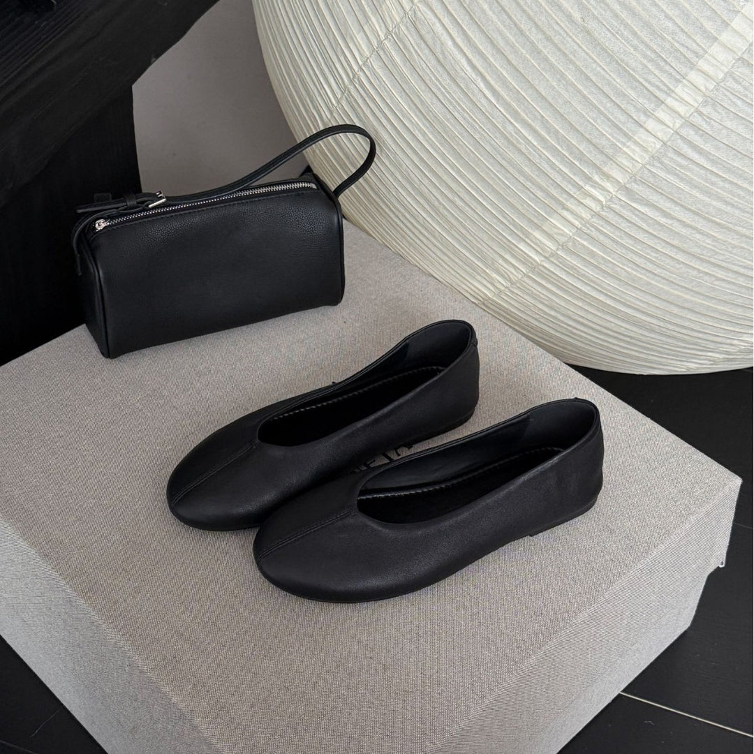 Damen Elegante und bequeme Ballerinas aus hochwertigem Leder mit praktischem Schlupfdesign EB