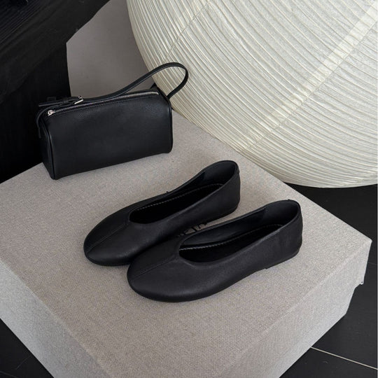 Damen Elegante und bequeme Ballerinas aus hochwertigem Leder mit praktischem Schlupfdesign EB