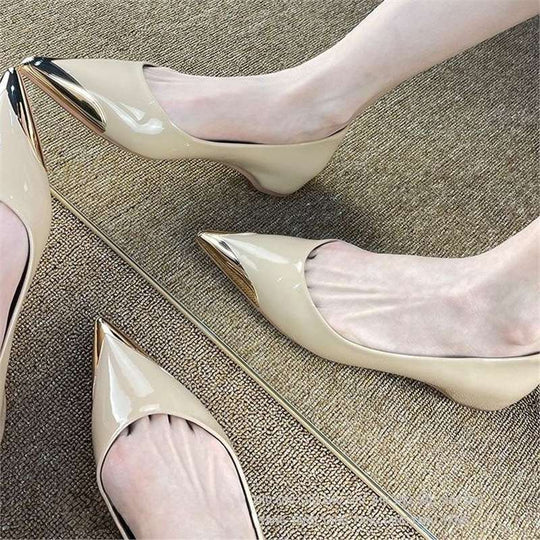 Damen elegante spitze Ballerinas mit Glanzoberfläche EB