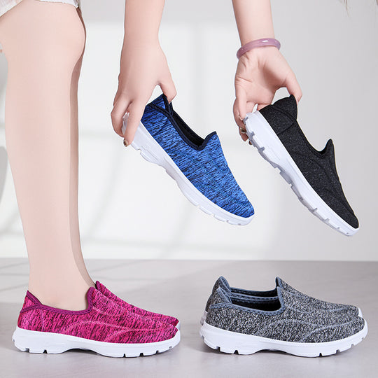 Damen Bequeme und atmungsaktive Slip-On Freizeitschuhe mit elastischem Obermaterial EB