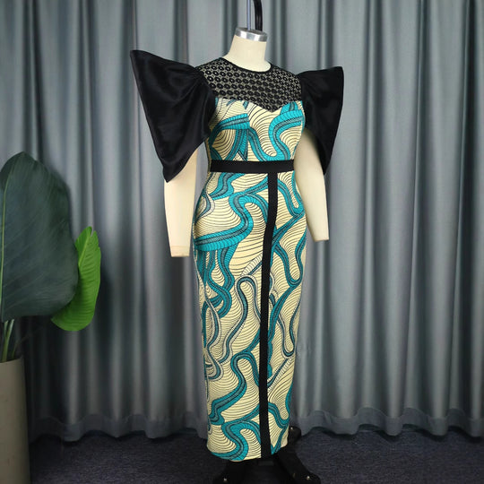 Damen Elegant designendes Maxikleid mit auffälligen Puffärmeln EB