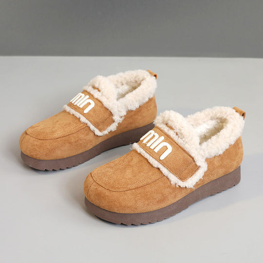 Damen Bequeme Plüsch-Sneaker mit auffälligem Veloursleder EB