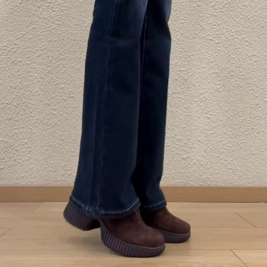 Damen modische Stiefeletten im angesagten Design mit erhöhter Laufsohle EB