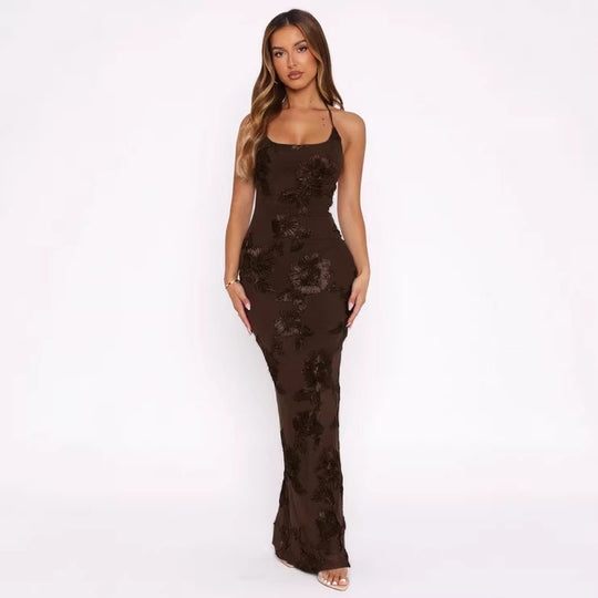 Damen Elegantes Maxikleid mit floralem Muster und Trägern EB