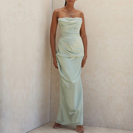 Damen nan trägerloses Abendkleid mit Drapiertem Bustier und schlanker Säulensilhouette EB