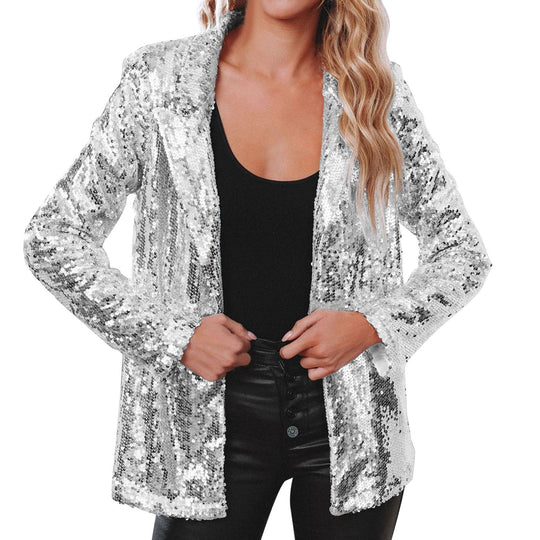 Damen Blazer mit Paillettenbesatz EB