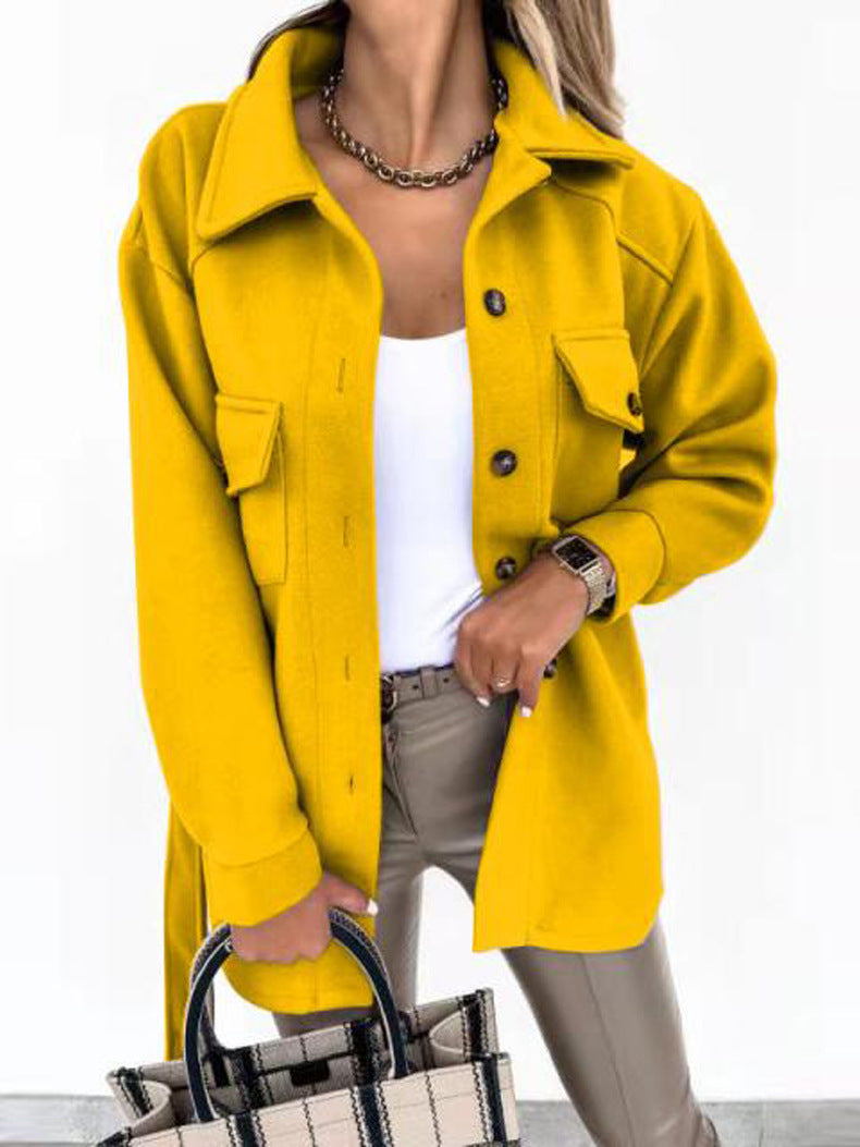 Damen Utility-Jacke mit modischem Gürtel und praktischen Taschen EB
