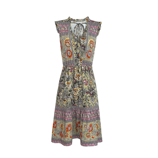 Damen Sommerliches Midikleid mit verspieltem Blumenmuster und lässigem Schnitt EB