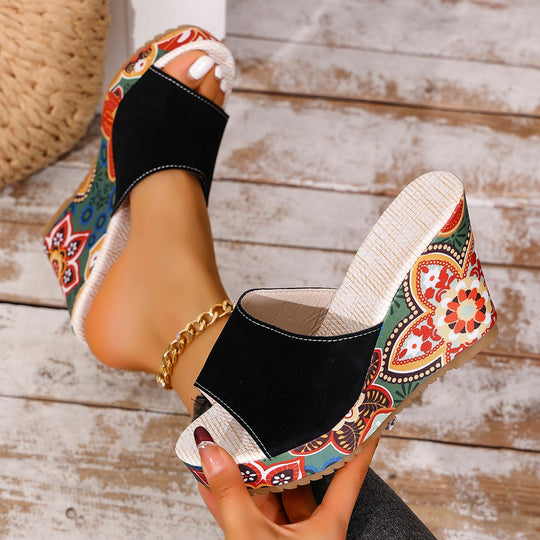 Damen Wedge-Pantoletten mit floralem Design EB