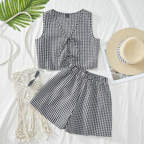 Damen Crop-Top und Shorts Set EB