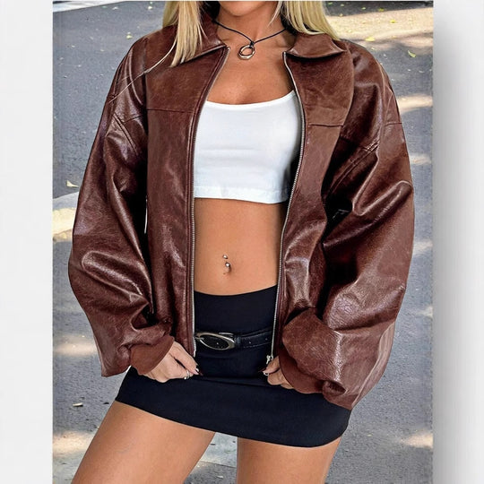 Damen Kunstleder Bomberjacke EB