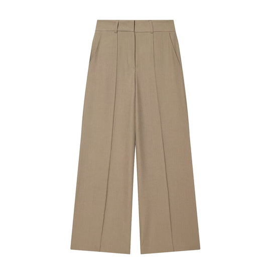 Damen weite Anzughose mit hoher Taille und Falten EB