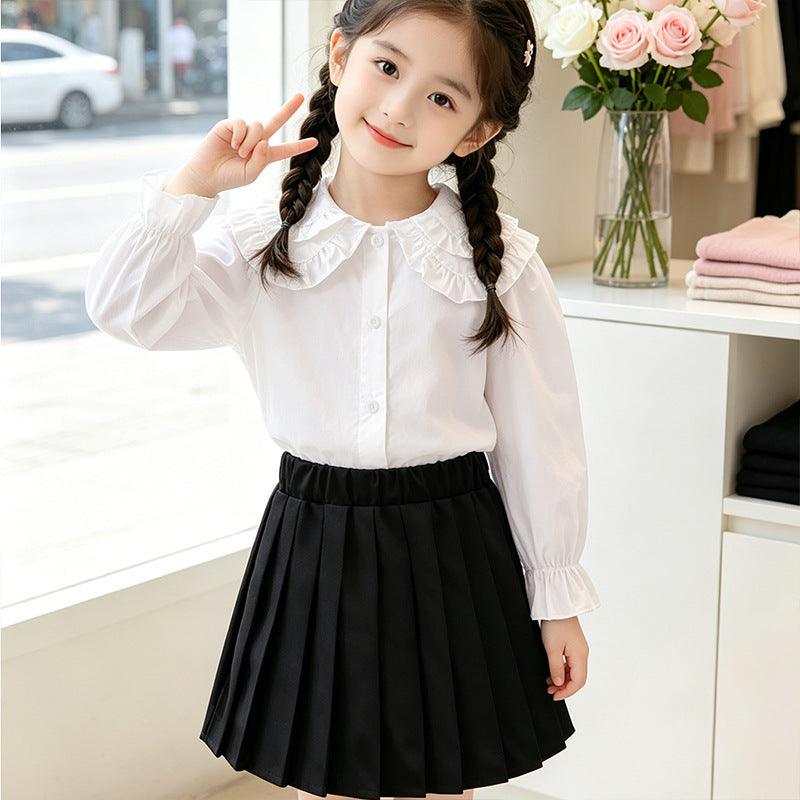 Mädchen elegante Bluse mit Rüschendetails EB