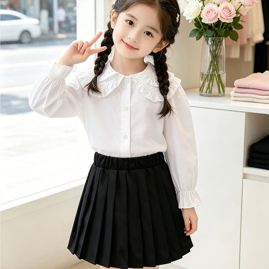 Mädchen elegante Bluse mit Rüschendetails EB