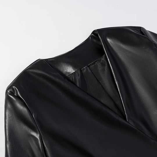 Damen elegante Kunstlederjacke EB