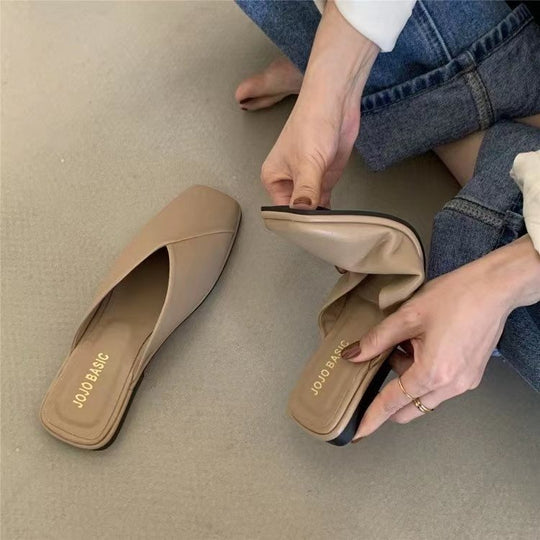 Damen Slip-On Pantoletten mit kunstlederner Oberfläche und bequemem Fußbett EB