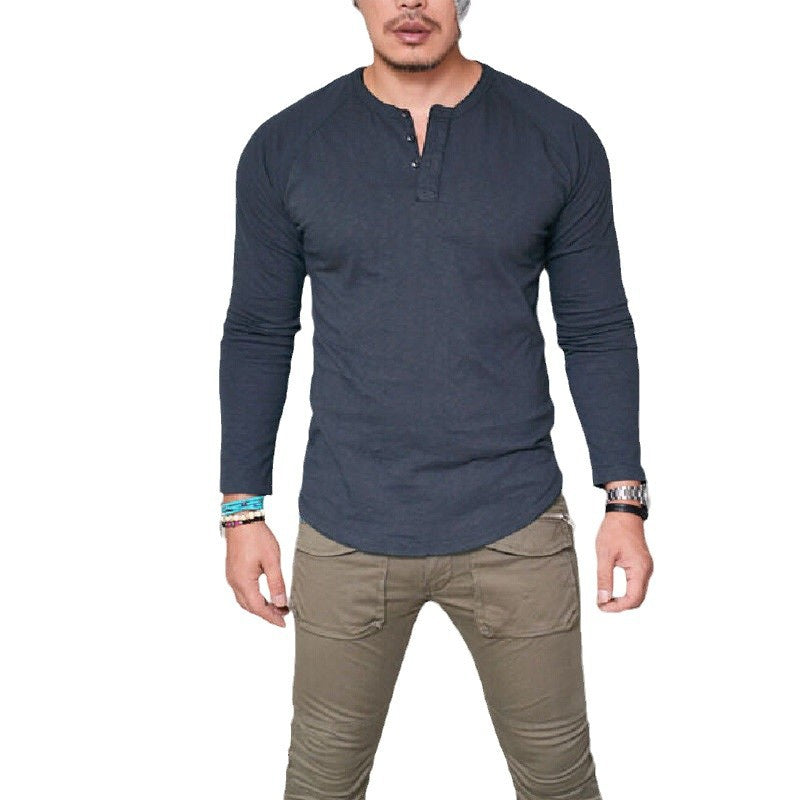 Herren Langarmshirt mit Knopfleiste und bequemem Schnitt EB