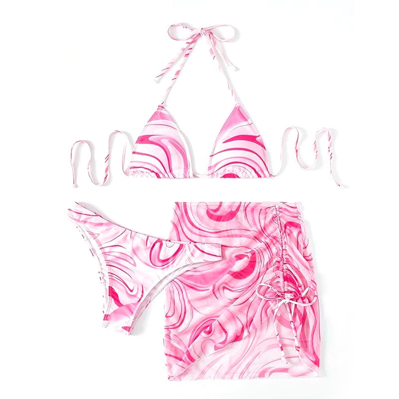Damen Bikini-Set mit gerafftem Rock und Triangel-Oberteil EB