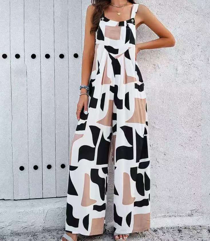 Damen weite Jumpsuit aus leichtem Stoff EB