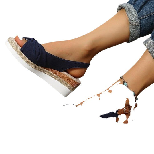Damen Wedge-Sandaletten mit dekorativem Knoten-Design EB