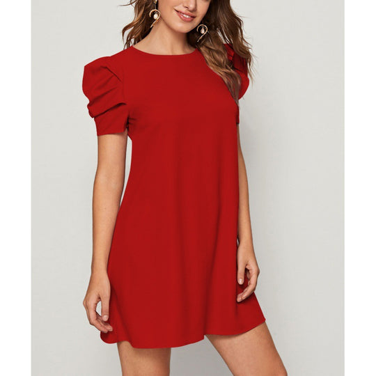 Damen Kurzärmeliges Minikleid mit Puffärmeln und A-Linie EB