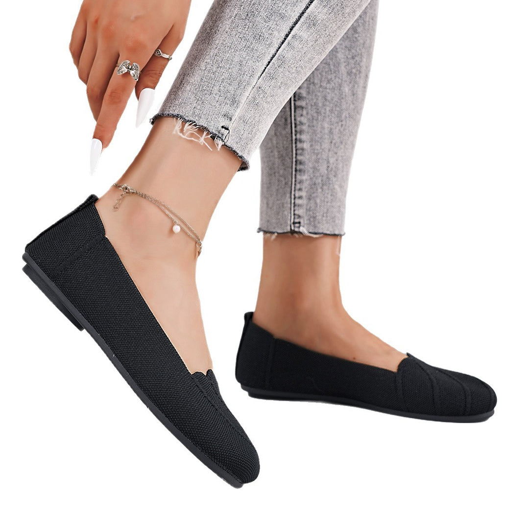 Damen Bequeme Slip-On Ballerinas mit wellenförmigem Design und elastischem Obermaterial EB