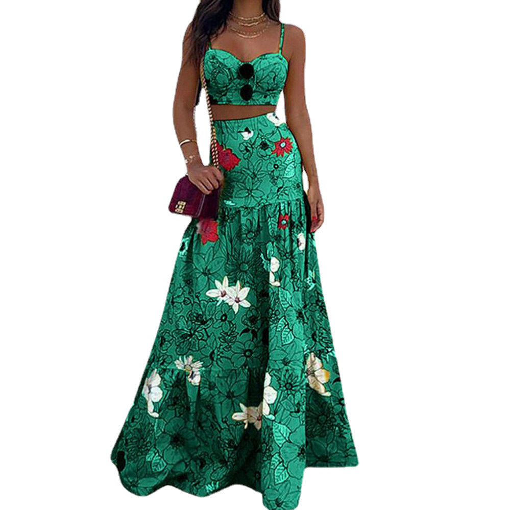 Damen Maxikleid mit floralem Design und schickem Bustier-Oberteil EB